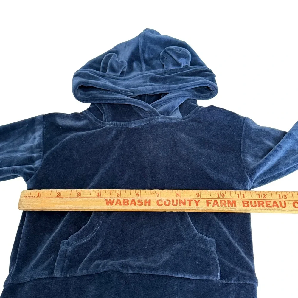 Kate Quinn Navy Blue Velour Organic Cotton Hoodie and Joggers Bear Ears 12-18M